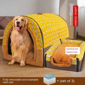 Large Dog House Type Pets Can Be Dismantled And Washed (Option: Yellow B-XL)