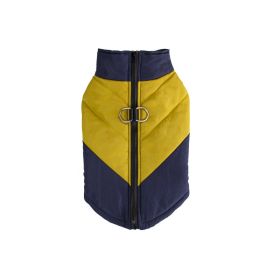 Cross-border Hot Sale Pet Clothing Thickened Warm Dog Cotton Vest Autumn And Winter Pet Dog Clothes In Stock Wholesale (Option: Dark Blue And Yellow-4XL)