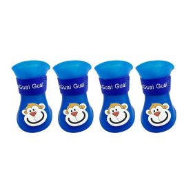 Cartoon Pet Boots Silicone Waterproof Non-slip Soft Bottom Summer Cat Supplies (Option: Blue-XXL)